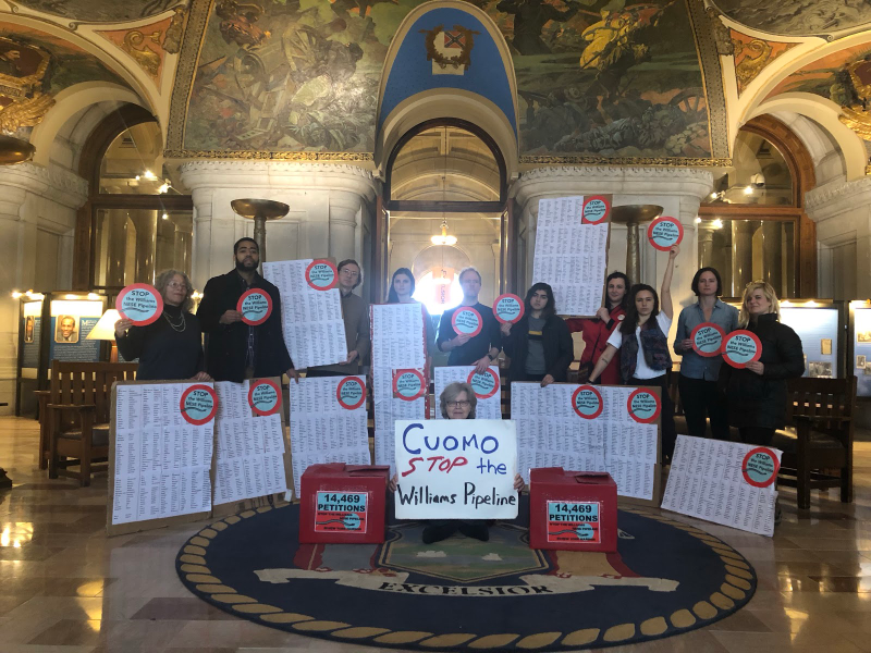 Stop the Williams NY Pipeline Coalition delivers 14,496 petitions to Gov. Cuomo in February.